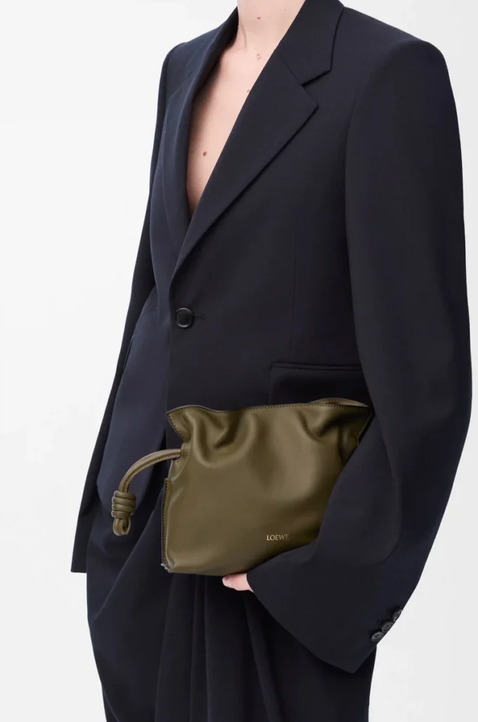 Mini Flamenco clutch in nappa calfskin Dark Khaki Mini Flamenco clutch in nappa calfskin Dark Khaki