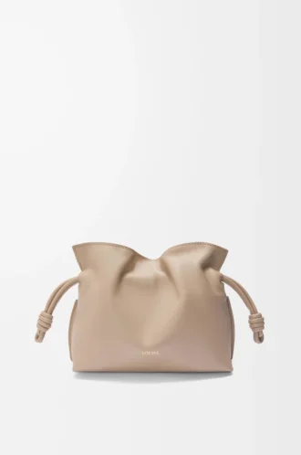 Mini Flamenco clutch in nappa calfskin Sand