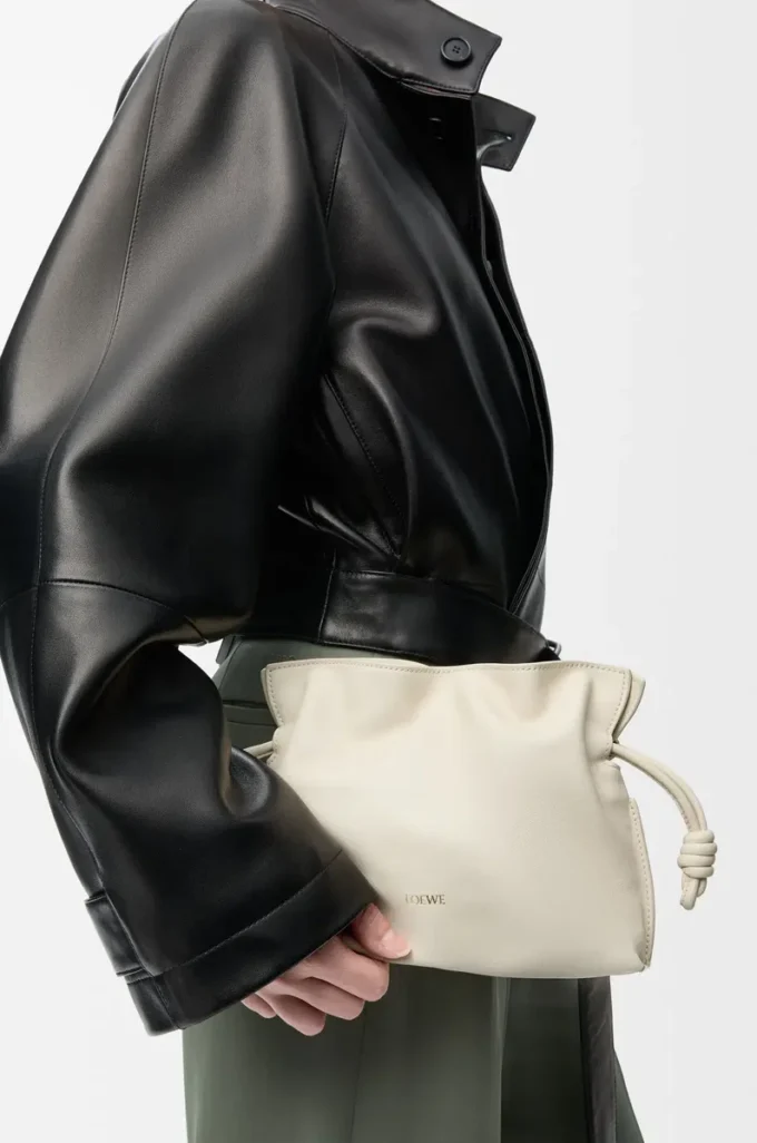 Mini Flamenco clutch in nappa calfskin Sea Salt Mini Flamenco clutch in nappa calfskin Sea Salt