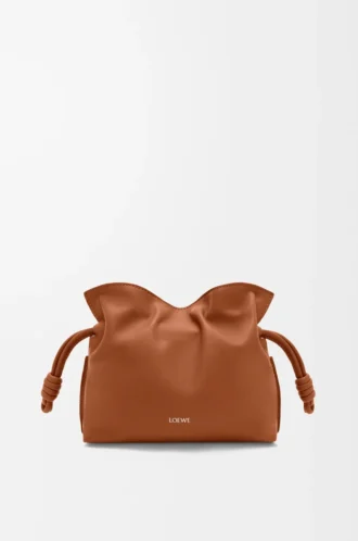 Mini Flamenco clutch in nappa calfskin Squirrel