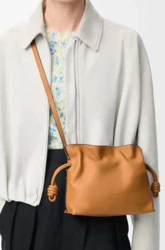 Mini Flamenco clutch in nappa calfskin Warm Desert
