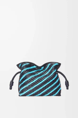 Mini Flamenco clutch in nappa lambskin Dark Ink/Sky Blue