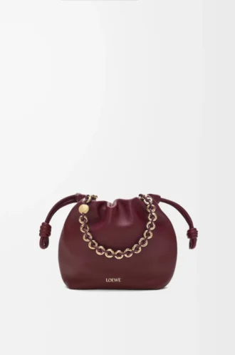 Mini Flamenco purse in mellow nappa lambskin Dark Burgundy
