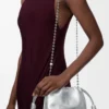 Mini Flamenco purse in moiré printed calfskin Silver