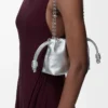 Mini Flamenco purse in moiré printed calfskin Silver