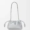 Mini Flamenco purse in moiré printed calfskin Silver