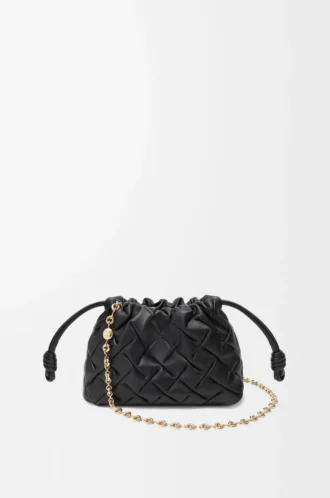 Mini Flamenco purse in pinched nappa calfskin Black