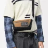 Mini Flex messenger in canvas and suede Black/Dark Gold Mini Flex messenger in canvas and suede Black/Dark Gold
