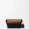 Mini Flex messenger in canvas and suede Black/Dark Gold Mini Flex messenger in canvas and suede Black/Dark Gold