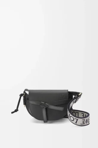 Mini Gate Dual bag in soft calfskin and jacquard Black