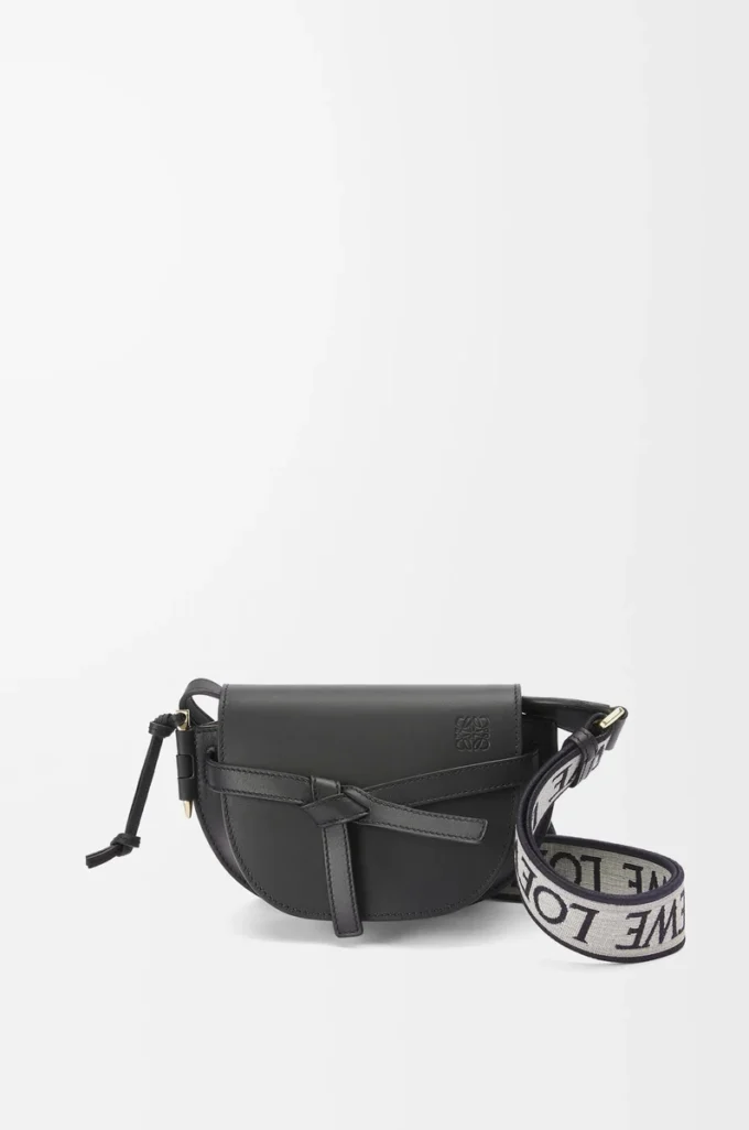Mini Gate Dual bag in soft calfskin and jacquard Black