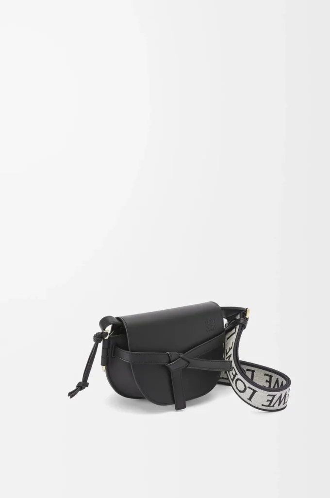 Mini Gate Dual bag in soft calfskin and jacquard Black