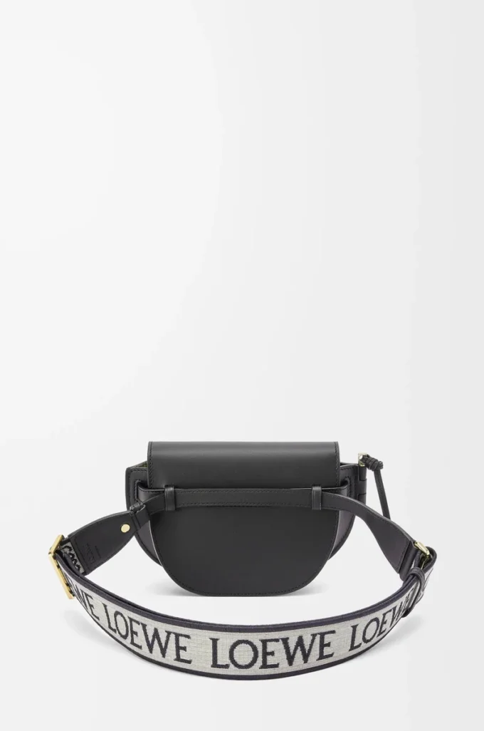 Mini Gate Dual bag in soft calfskin and jacquard Black