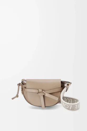 Mini Gate Dual bag in soft calfskin and jacquard Sand