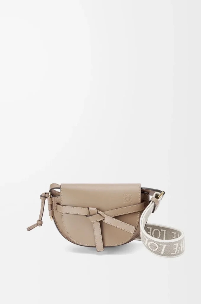 Mini Gate Dual bag in soft calfskin and jacquard Sand
