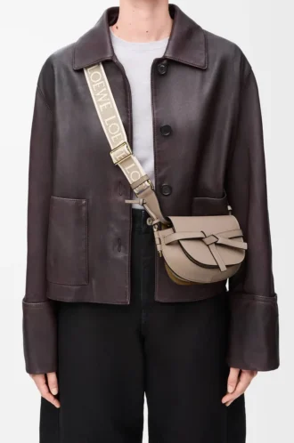 Mini Gate Dual bag in soft calfskin and jacquard Sand