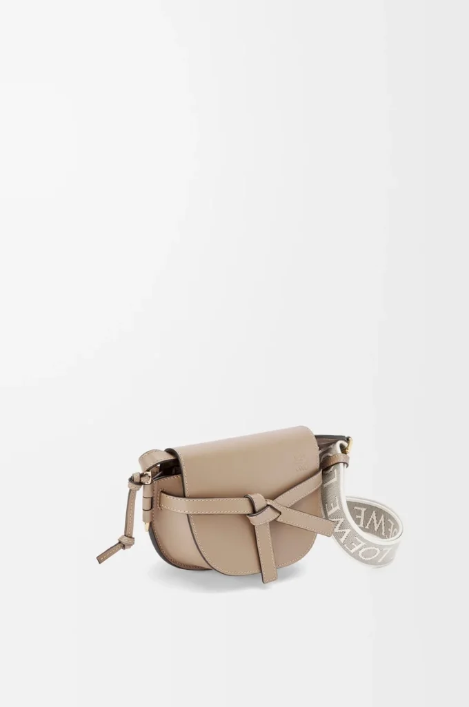 Mini Gate Dual bag in soft calfskin and jacquard Sand