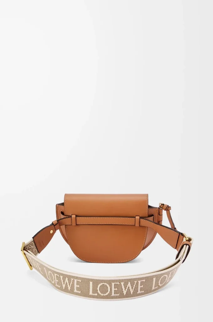 Mini Gate Dual bag in soft calfskin and jacquard Tan Mini Gate Dual bag in soft calfskin and jacquard Tan