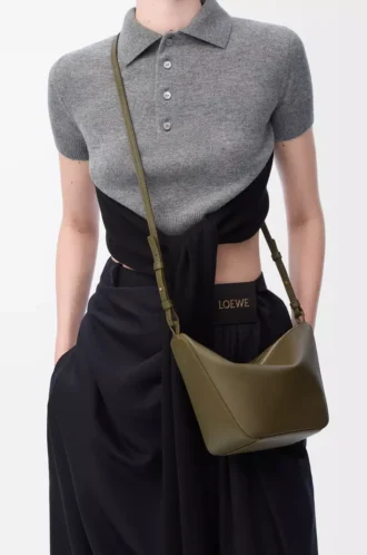 Mini Hammock hobo in classic calfskin Dark Khaki