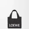 Mini LOEWE Font tote in raffia Black Mini LOEWE Font tote in raffia Black