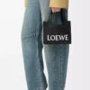 Mini LOEWE Font tote in raffia Black Mini LOEWE Font tote in raffia Black