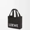 Mini LOEWE Font tote in raffia Black Mini LOEWE Font tote in raffia Black