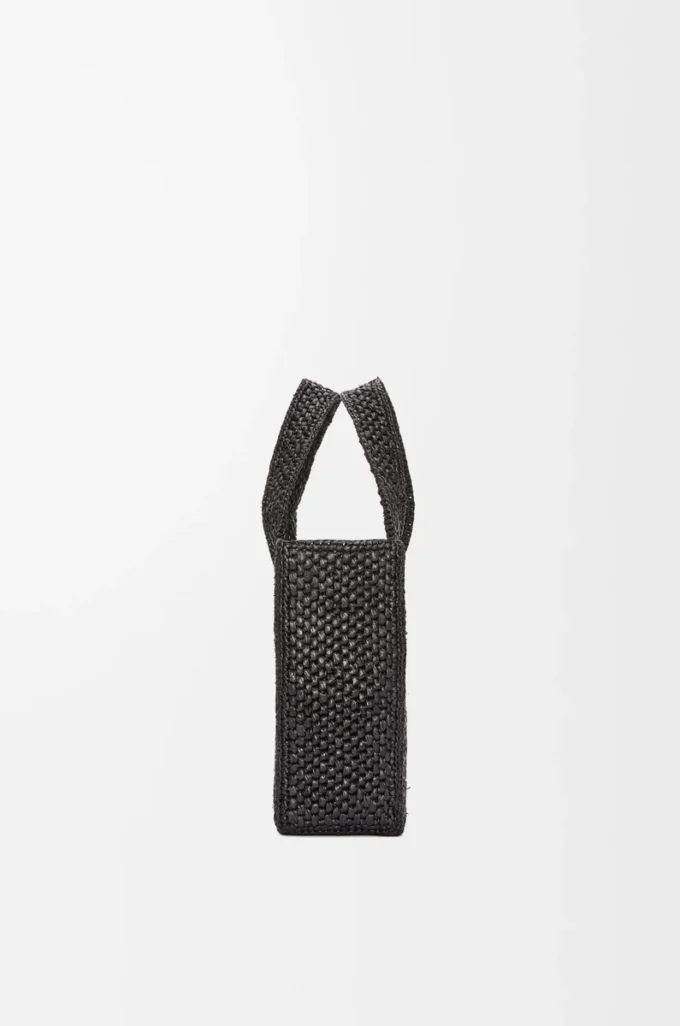 Mini LOEWE Font tote in raffia Black Mini LOEWE Font tote in raffia Black
