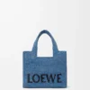 Mini LOEWE Font tote in raffia Light Blue