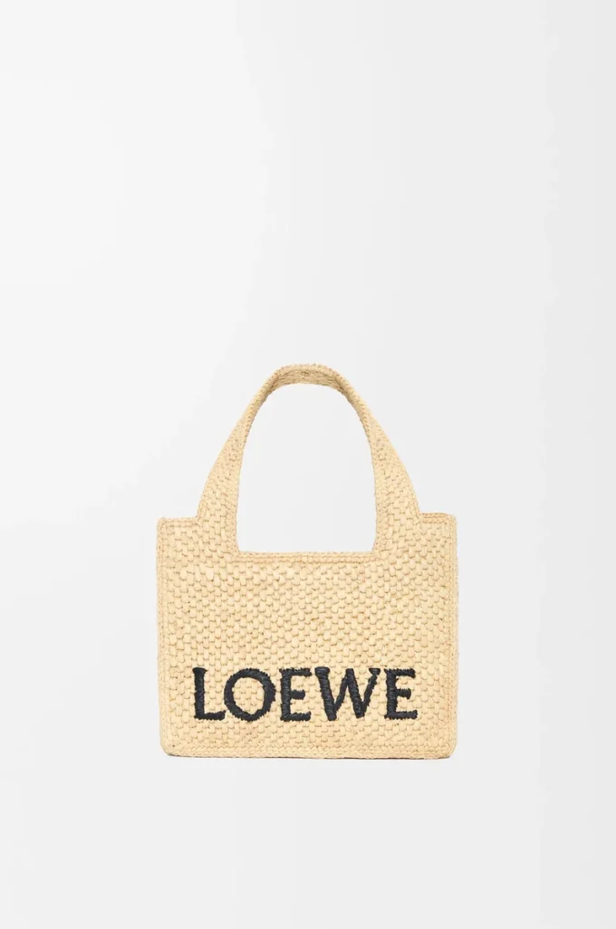 Mini LOEWE Font tote in raffia Natural Mini LOEWE Font tote in raffia Natural