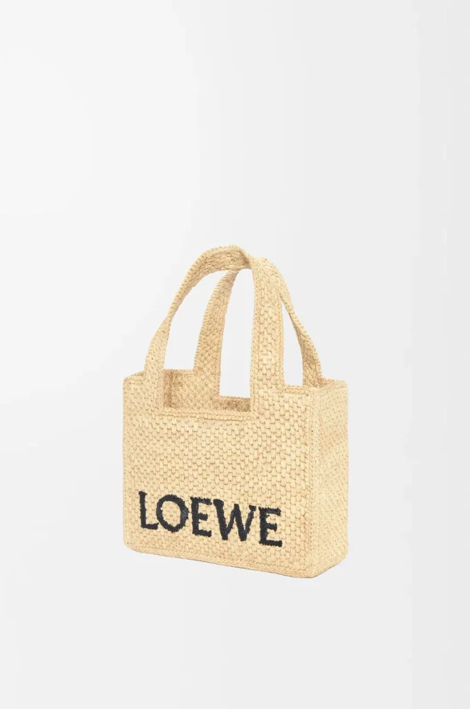 Mini LOEWE Font tote in raffia Natural Mini LOEWE Font tote in raffia Natural