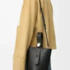 Mini Pebble Bucket bag in soft grained calfskin Black