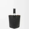 Mini Pebble Bucket bag in soft grained calfskin Black