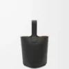 Mini Pebble Bucket bag in soft grained calfskin Black