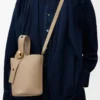 Mini Pebble Bucket bag in soft grained calfskin Sand