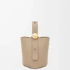 Mini Pebble Bucket bag in soft grained calfskin Sand