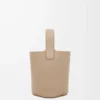 Mini Pebble Bucket bag in soft grained calfskin Sand