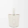 Mini Pebble Bucket bag in soft grained calfskin Soft White