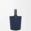 Mini Pebble bucket in smooth calfskin Abyss Blue