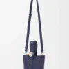Mini Pebble bucket in smooth calfskin Abyss Blue