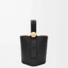 Mini Pebble bucket in smooth calfskin Black
