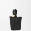 Mini Pebble bucket in smooth calfskin Black