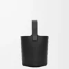 Mini Pebble bucket in smooth calfskin Black