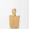Mini Pebble bucket in smooth calfskin Dark Butter
