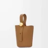 Mini Pebble bucket in smooth calfskin Oak