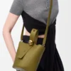 Mini Pebble bucket in smooth calfskin Olive