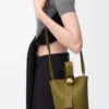 Mini Pebble bucket in smooth calfskin Olive