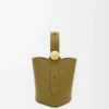 Mini Pebble bucket in smooth calfskin Olive