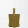 Mini Pebble bucket in smooth calfskin Olive
