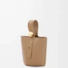 Mini Pebble bucket in soft grained calfskin Latte