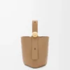 Mini Pebble bucket in soft grained calfskin Latte
